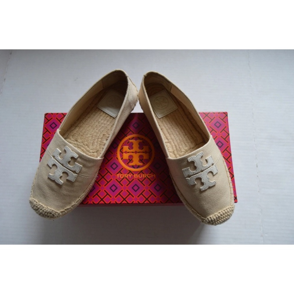 Tory Burch Sz 6 Cream Weston Flat Espadrilles Canvas Slip On